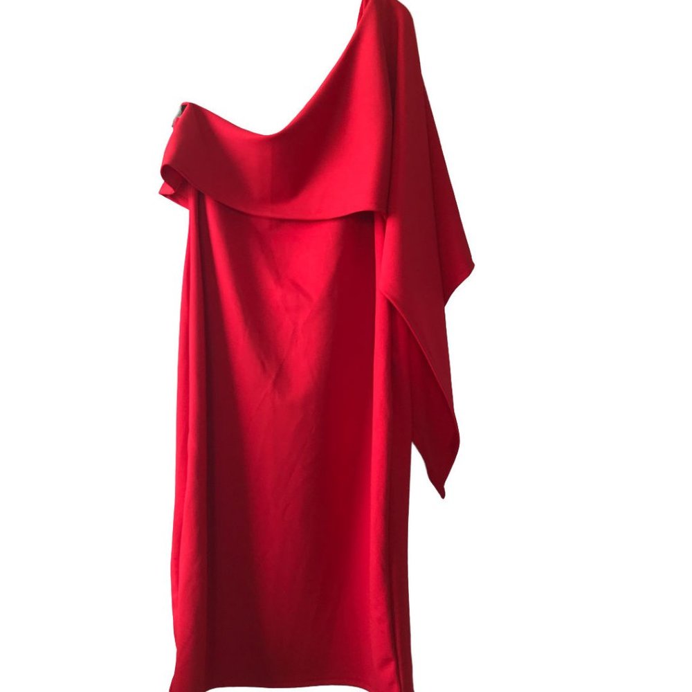 Plus Size Red One Shoulder Dress Cape XXL